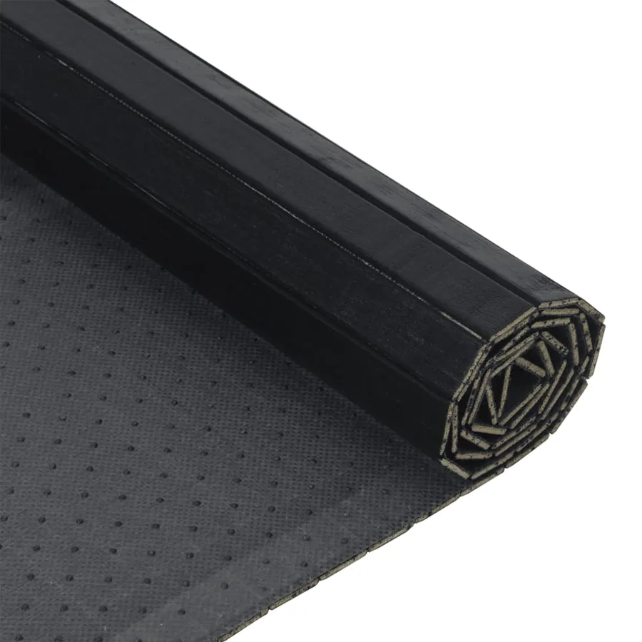 Tapis rectangulaire noir 70x500 cm bambou - 5