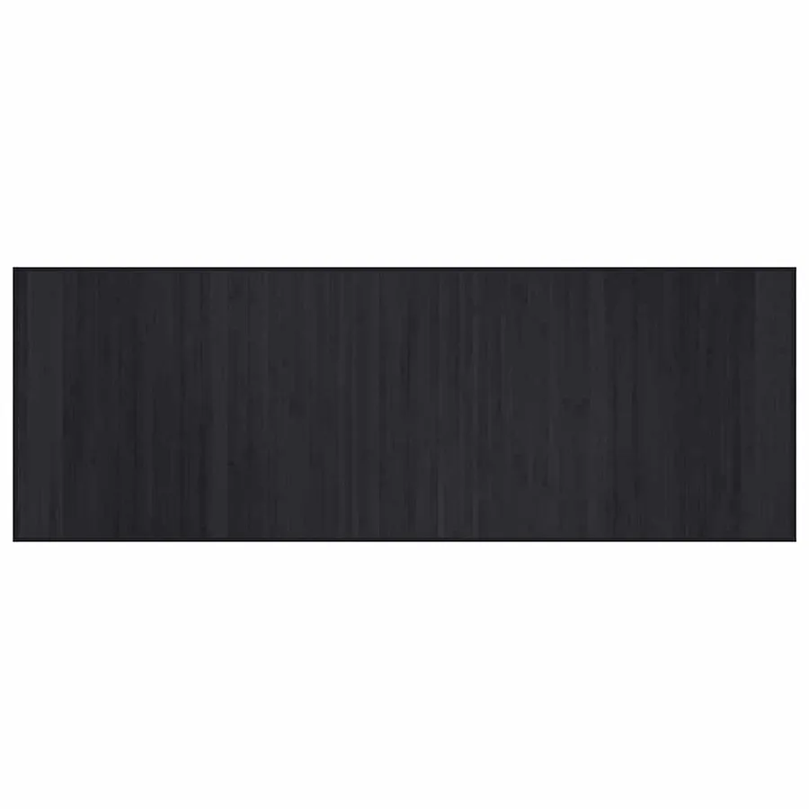 Tapis rectangulaire noir 70x200 cm bambou - 2