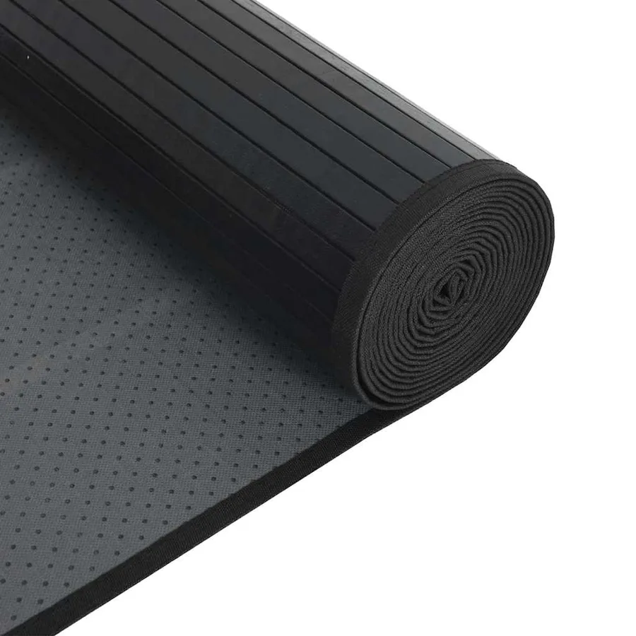 Tapis rectangulaire noir 70x200 cm bambou - 5