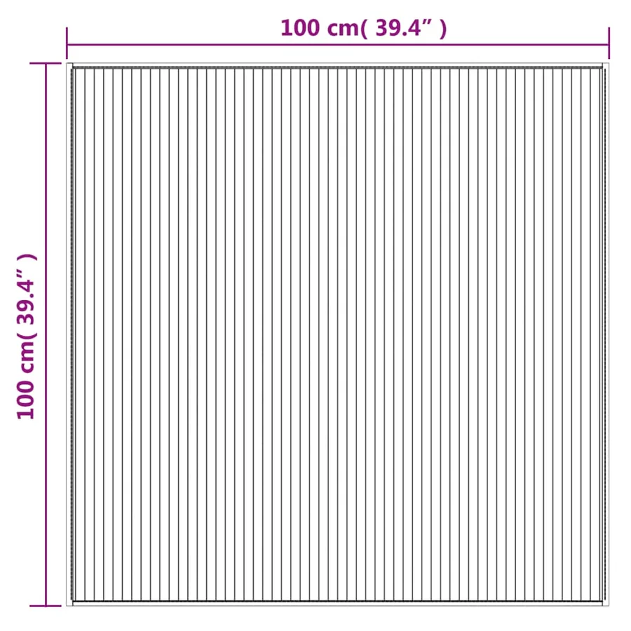 Tapis carré gris 100x100 cm bambou - 8