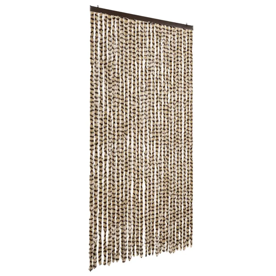 Rideau anti-mouches beige et marron 118x220 cm chenille - 2