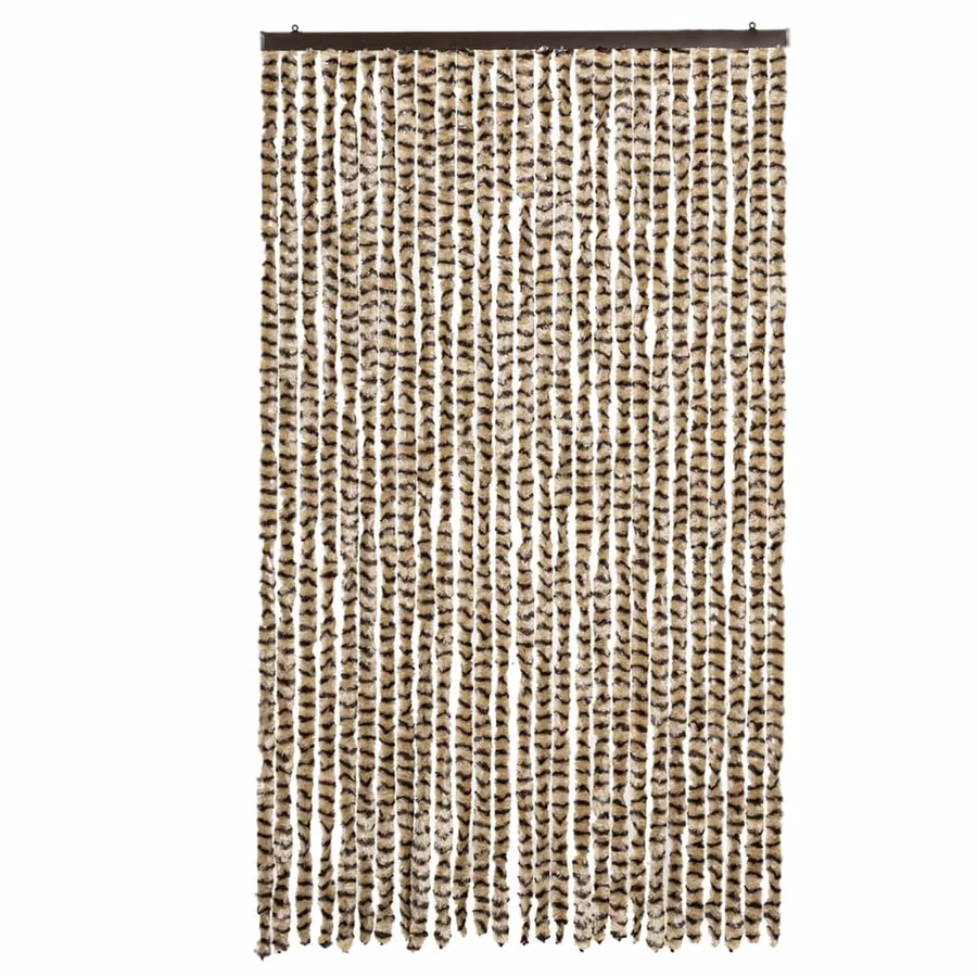 Rideau anti-mouches beige et marron 118x220 cm chenille - 3