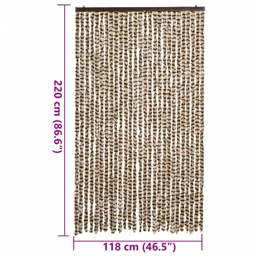 Rideau anti-mouches beige et marron 118x220 cm chenille - 7