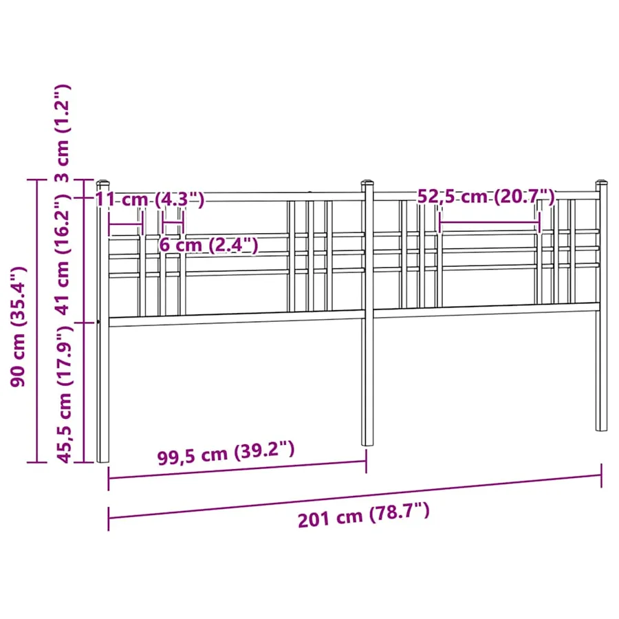 Tête de lit de remplacement métal noir 200 cm - 6