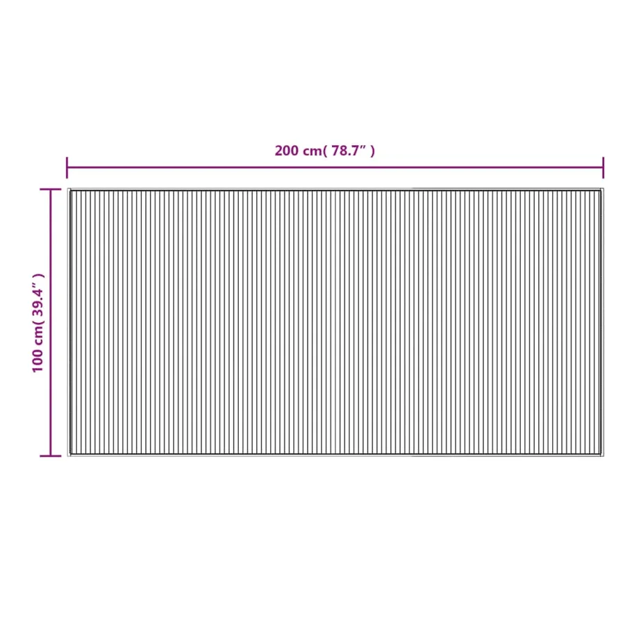 Tapis rectangulaire noir 100x200 cm bambou - 8