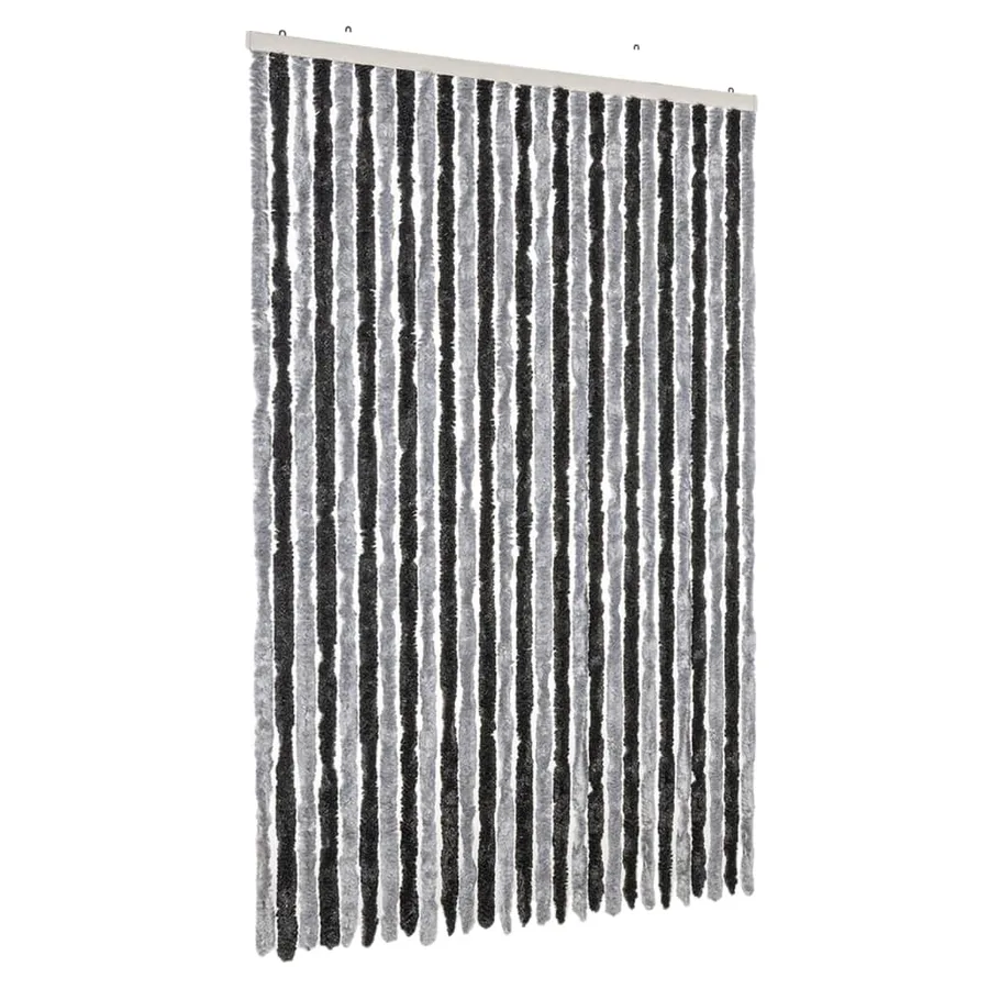 Rideau anti-mouches gris et noir 118x220 cm chenille - 2