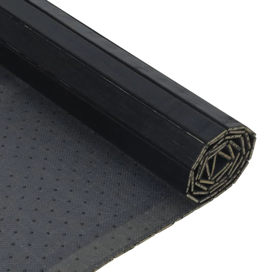 Tapis rectangulaire noir 60x300 cm bambou - 5