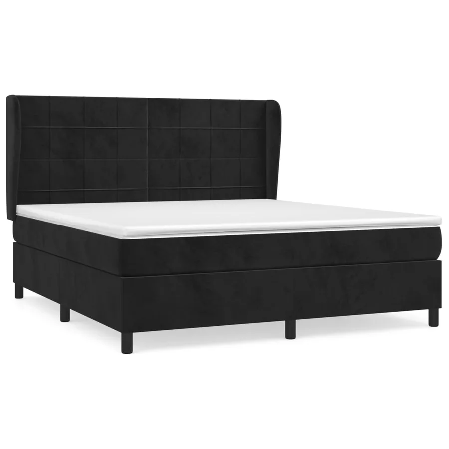 Sommier à lattes de lit et matelas Noir 160x200 cm Velours - 2