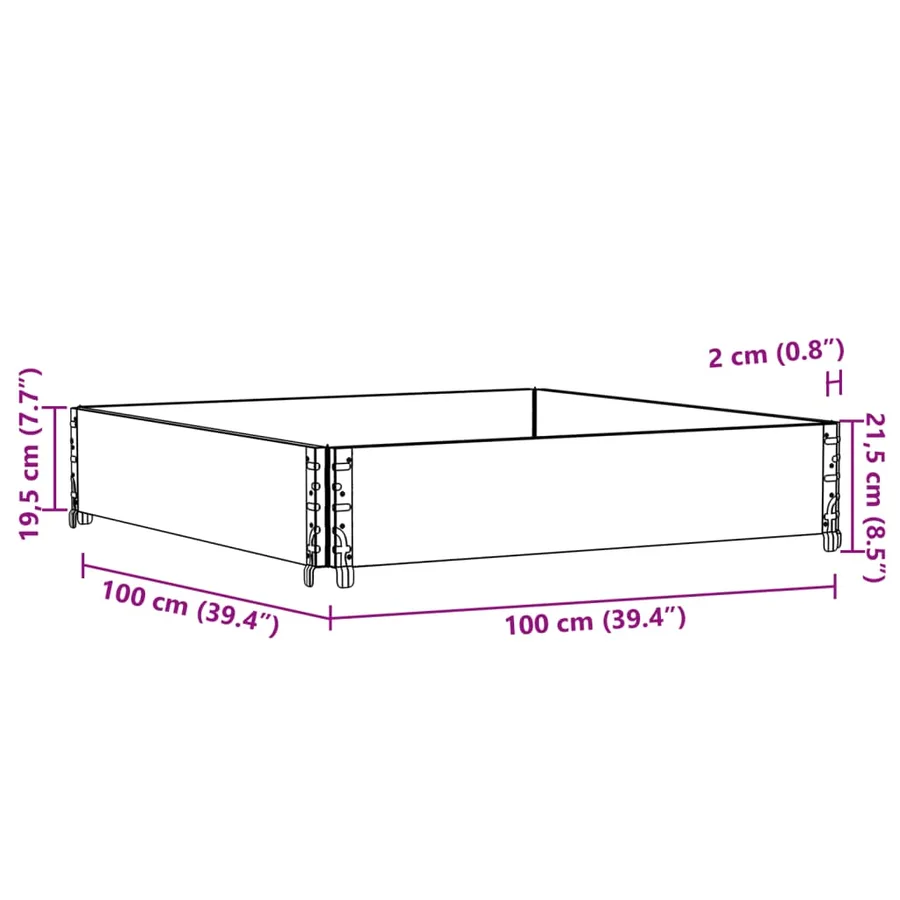 Jardinière 100x100 cm bois de pin massif - 8