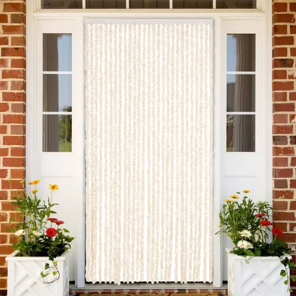 Rideau anti-mouches beige et blanc 118x220 cm chenille