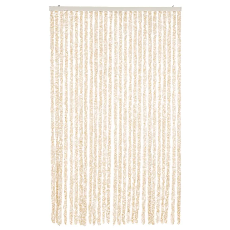 Rideau anti-mouches beige et blanc 118x220 cm chenille - 3