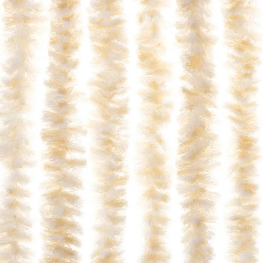 Rideau anti-mouches beige et blanc 118x220 cm chenille - 5