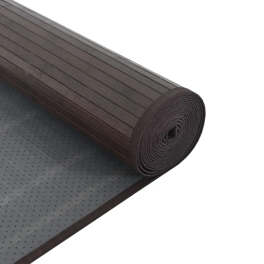 Tapis rectangulaire marron foncé 60x300 cm bambou - 5