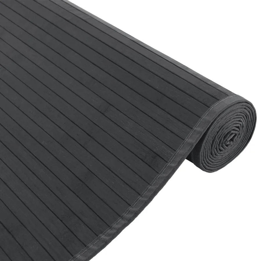 Tapis rectangulaire gris 80x300 cm bambou - 4