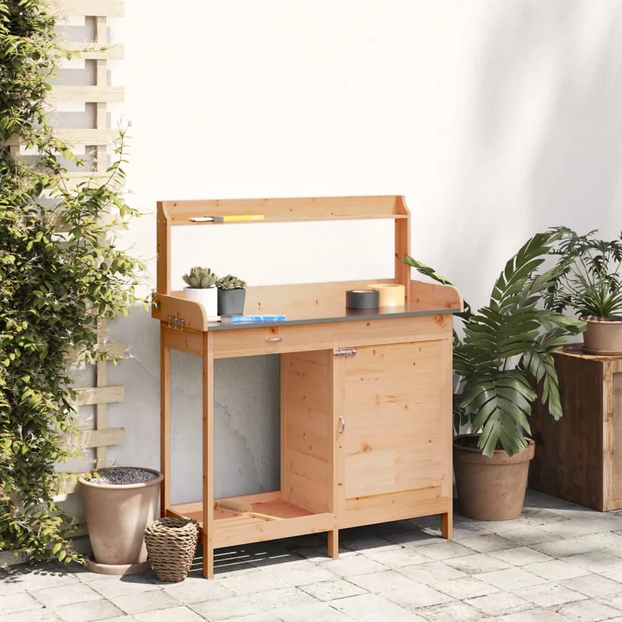 Table de rempotage avec armoire marron bois massif de sapin - 3