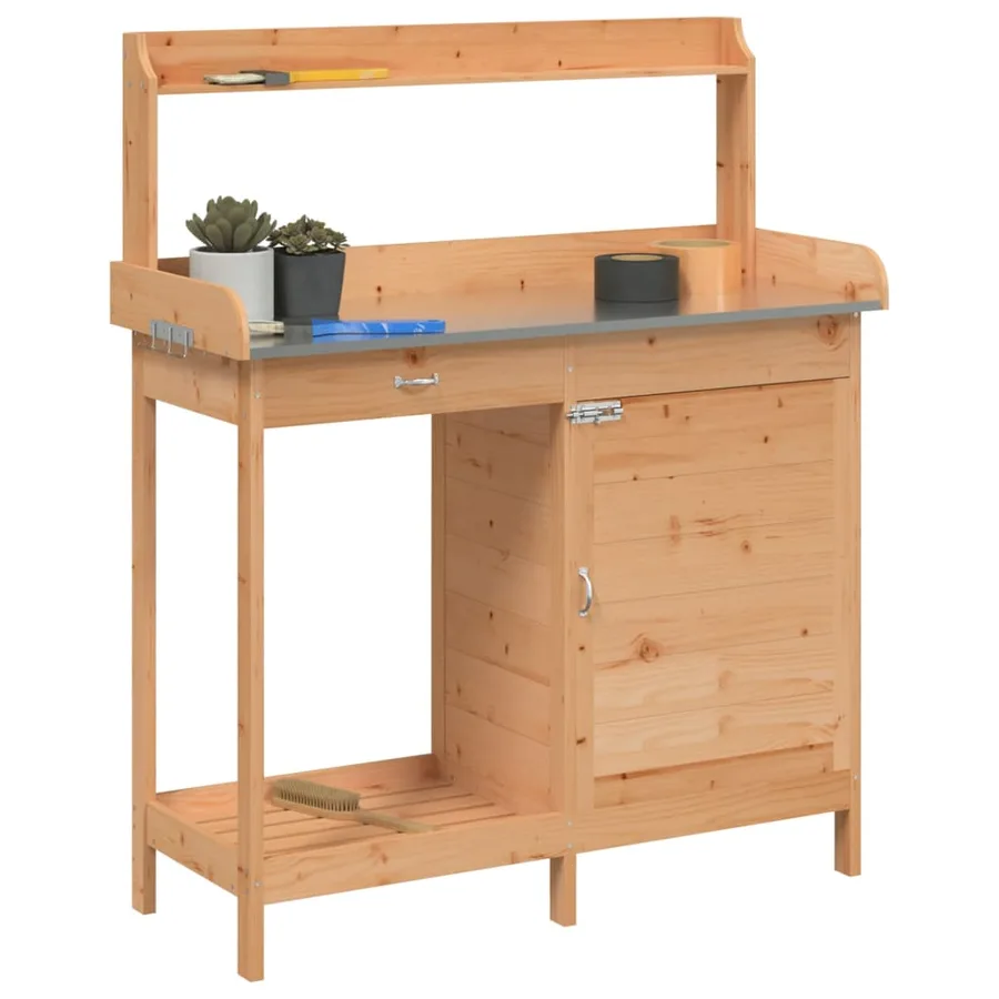Table de rempotage avec armoire marron bois massif de sapin - 4