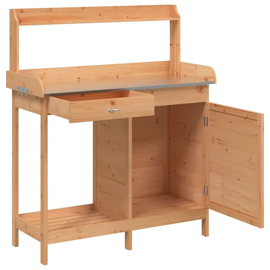 Table de rempotage avec armoire marron bois massif de sapin - 6