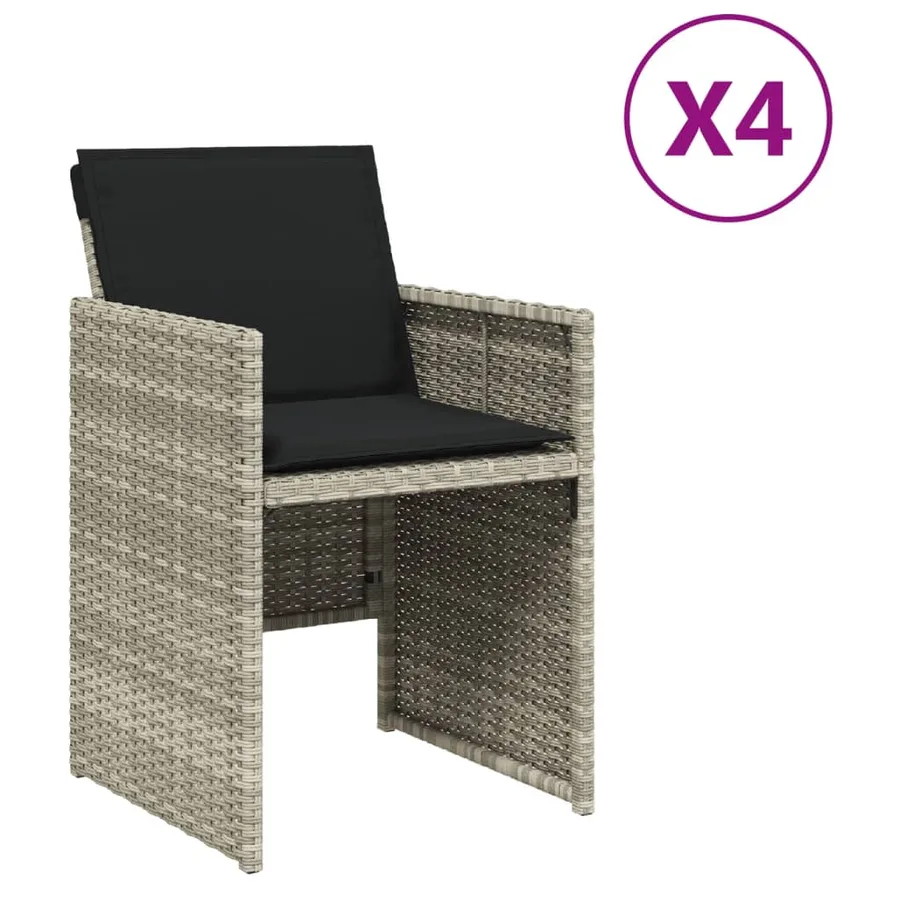 Chaises de jardin avec coussins lot de 4 gris clair poly rotin - 2