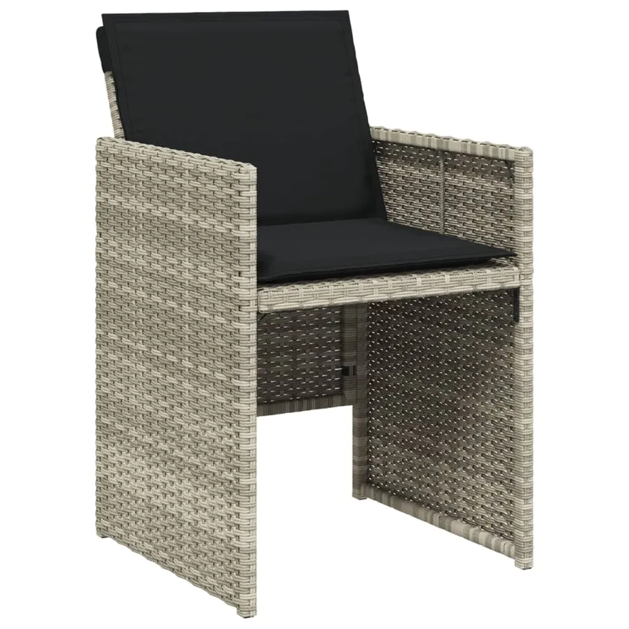 Chaises de jardin avec coussins lot de 4 gris clair poly rotin - 3