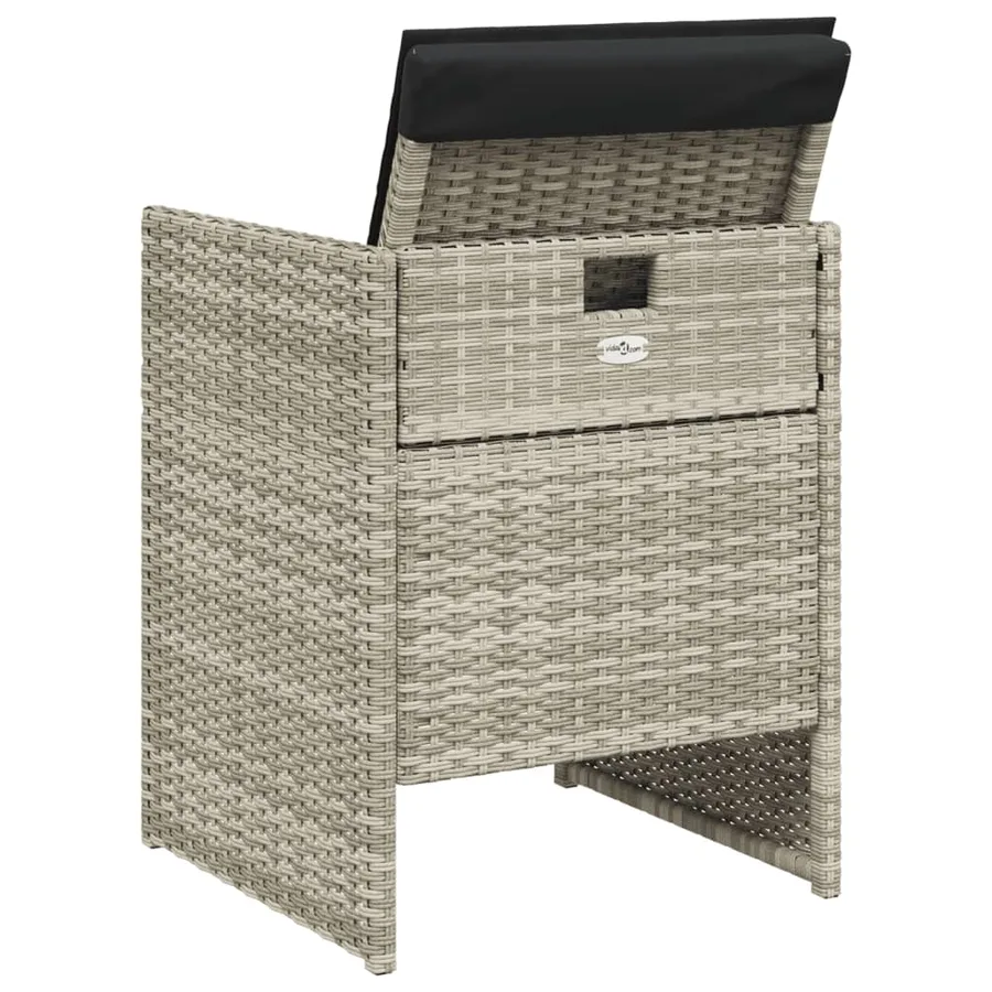 Chaises de jardin avec coussins lot de 4 gris clair poly rotin - 7