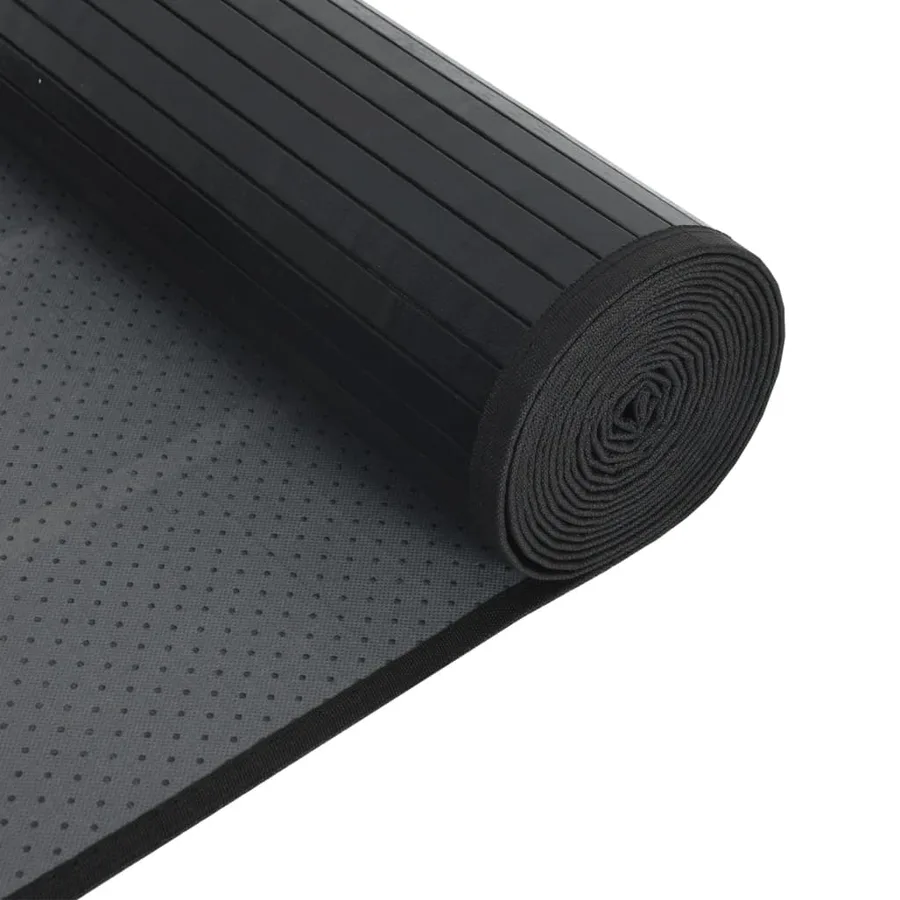 Tapis rectangulaire noir 60x1000 cm bambou - 5