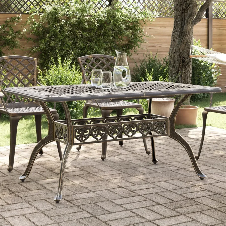 Table de jardin bronze 150x90x72 cm aluminium coulé - 3