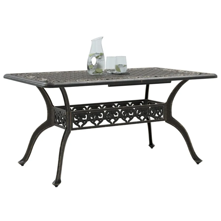 Table de jardin bronze 150x90x72 cm aluminium coulé - 4