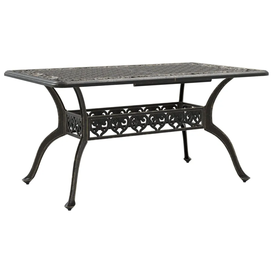 Table de jardin bronze 150x90x72 cm aluminium coulé - 7
