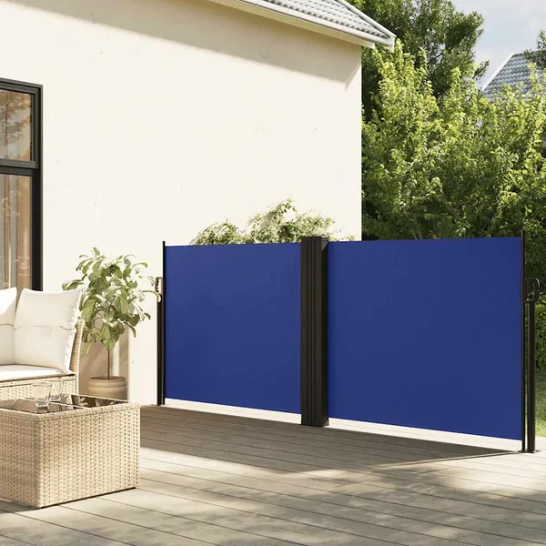 Auvent latéral rétractable bleu 120x1200 cm