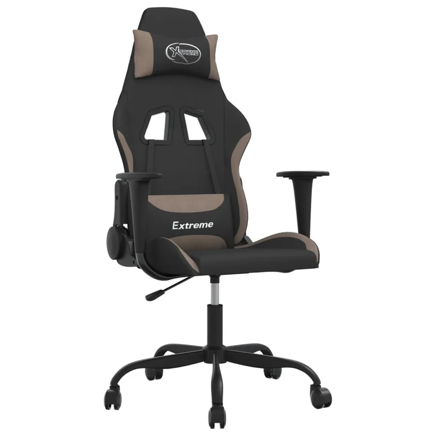 Chaise de jeu Noir et taupe Tissu - 2