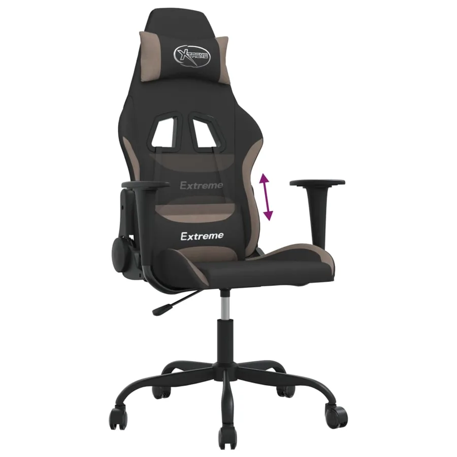 Chaise de jeu Noir et taupe Tissu - 7