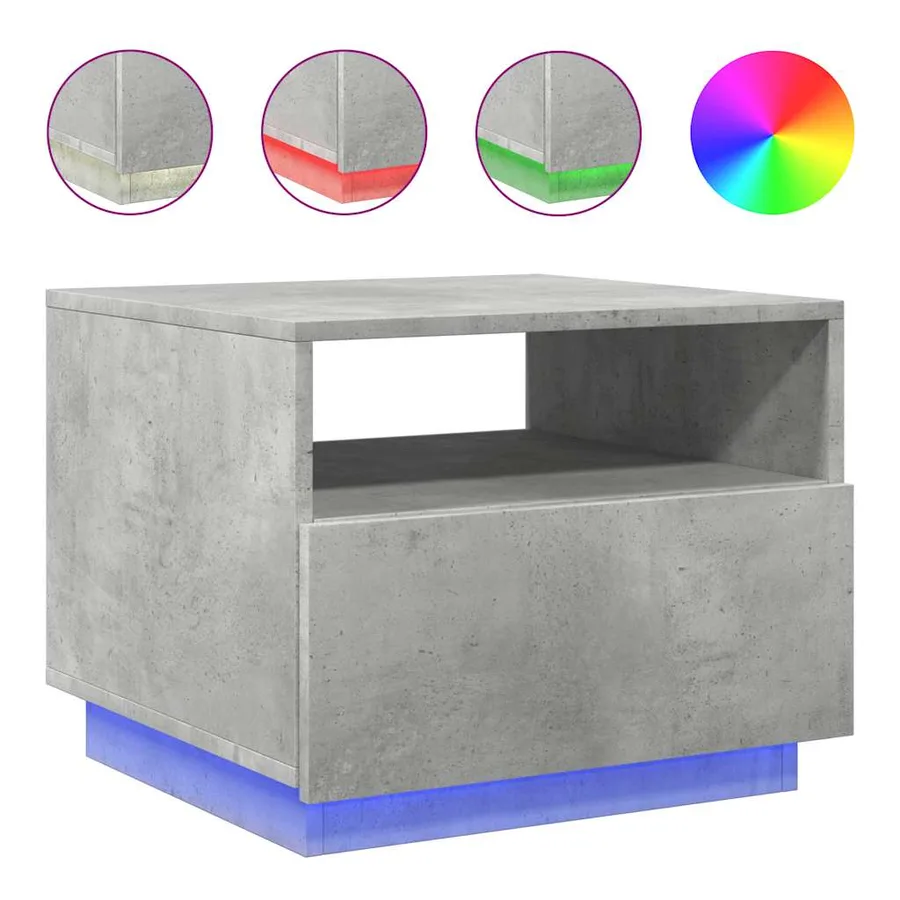 Table basse avec lumières LED gris béton 50x49x40 cm - 2