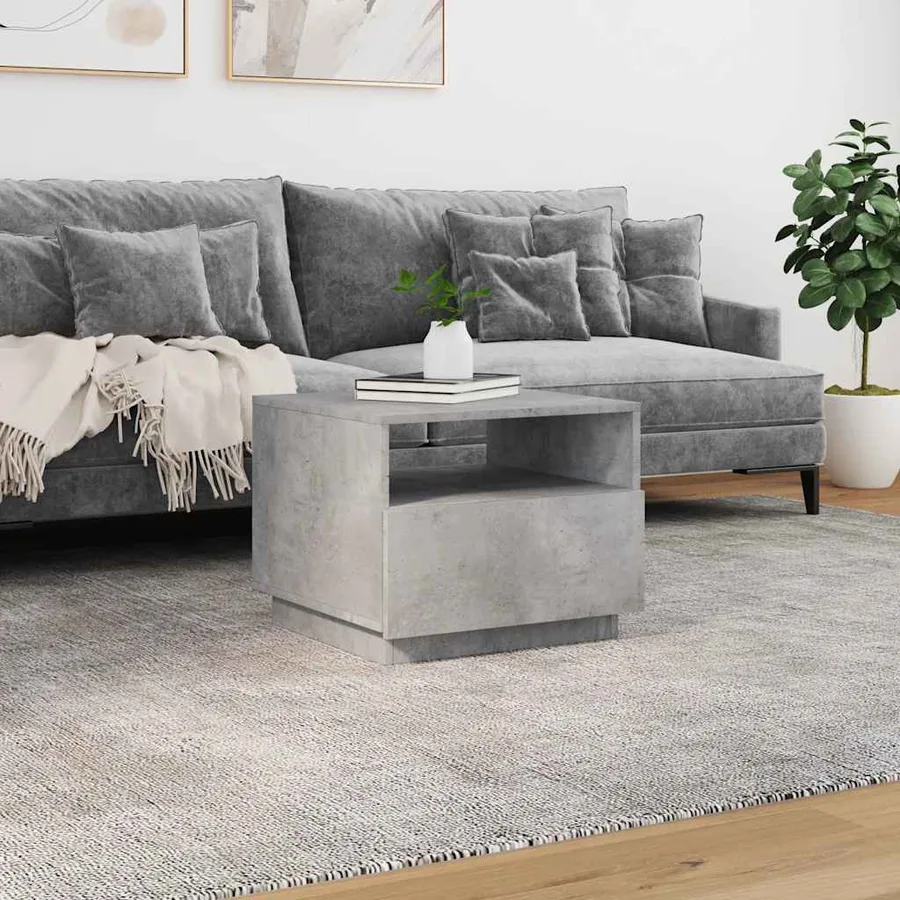 Table basse avec lumières LED gris béton 50x49x40 cm - 4