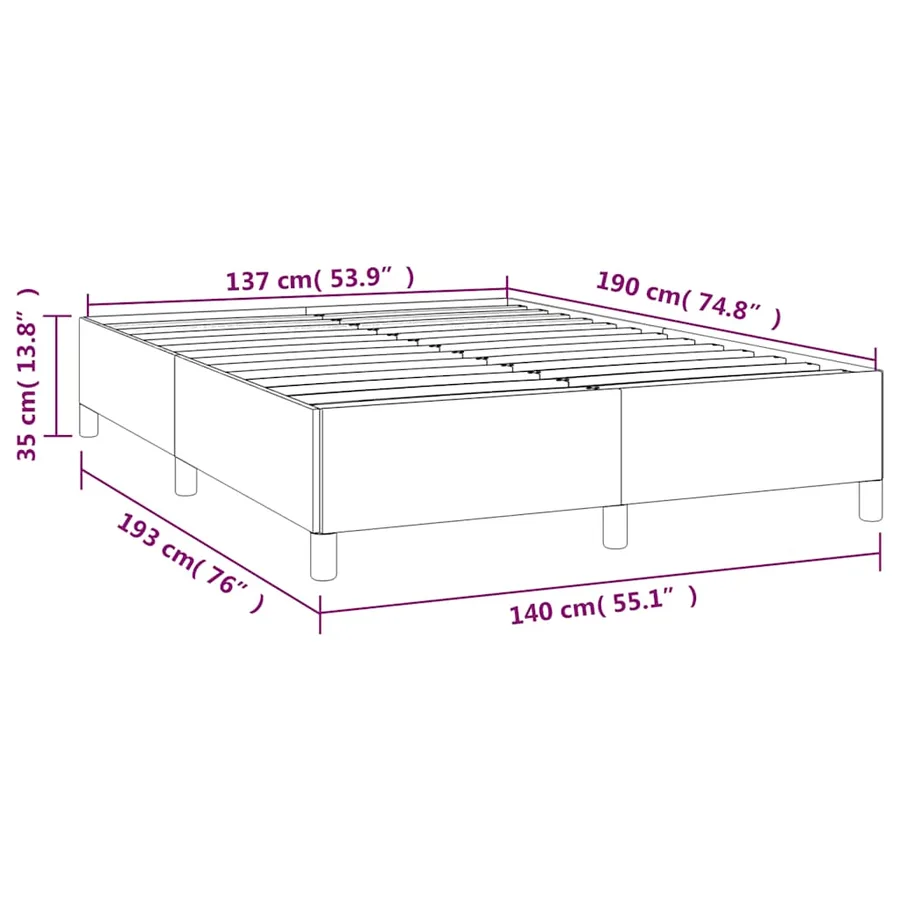 Cadre de lit sans matelas gris foncé 137x190 cm tissu - 9