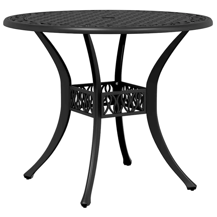 Table de jardin noir Ø90x75 cm aluminium coulé - 7