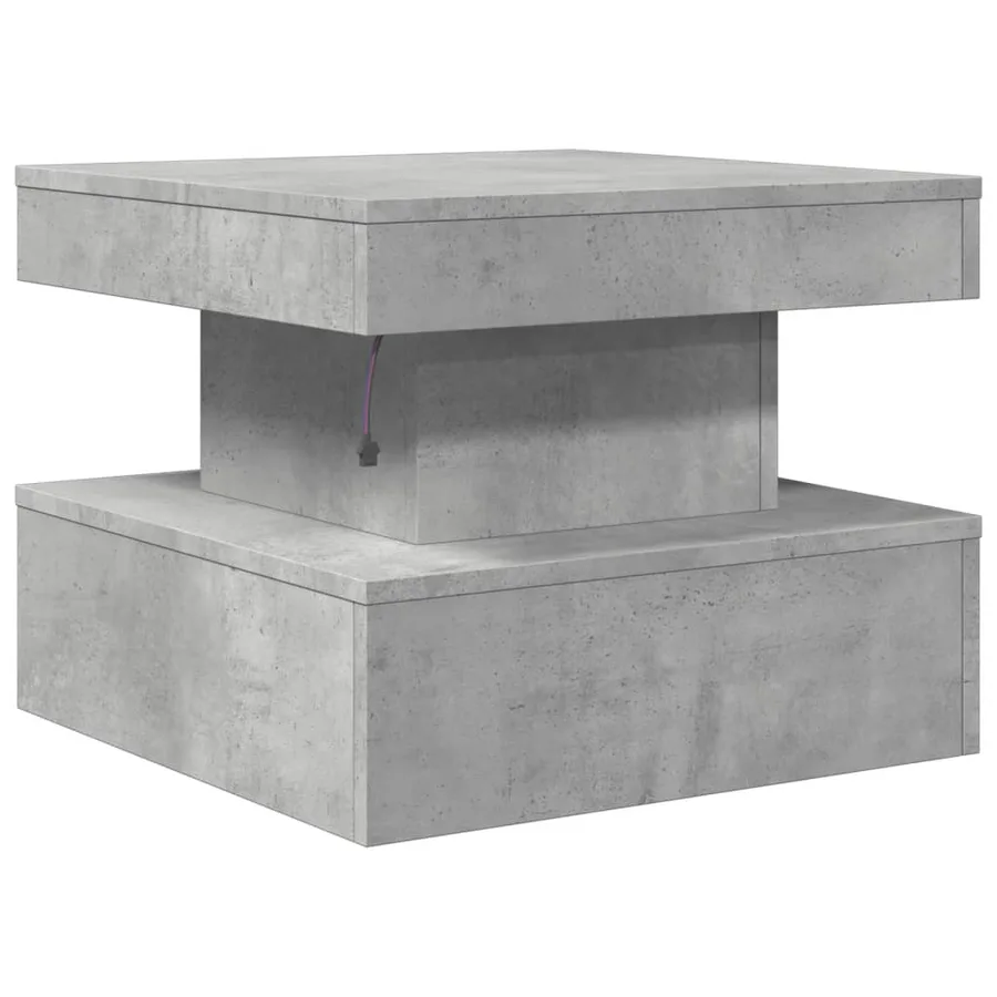 Table basse avec lumières LED gris béton 50x50x40 cm - 9