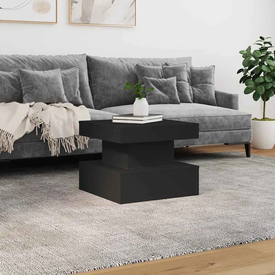 Table basse avec lumières LED noir 50x50x40 cm - 4