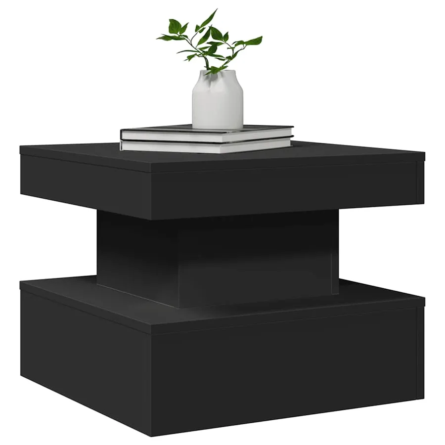 Table basse avec lumières LED noir 50x50x40 cm - 6