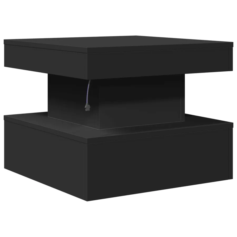 Table basse avec lumières LED noir 50x50x40 cm - 9