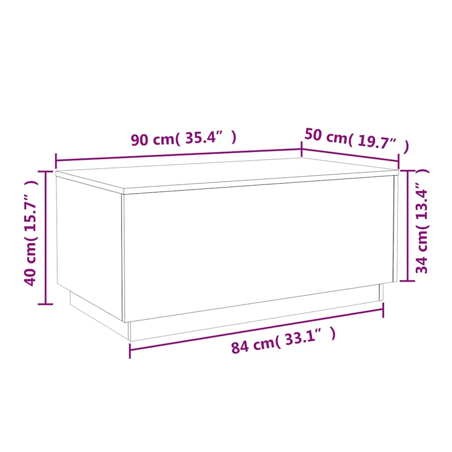 Table basse avec lumières LED noir 90x50x40 cm - 16