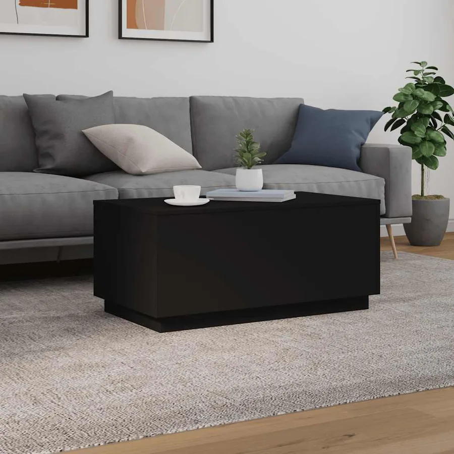 Table basse avec lumières LED noir 90x50x40 cm - 4