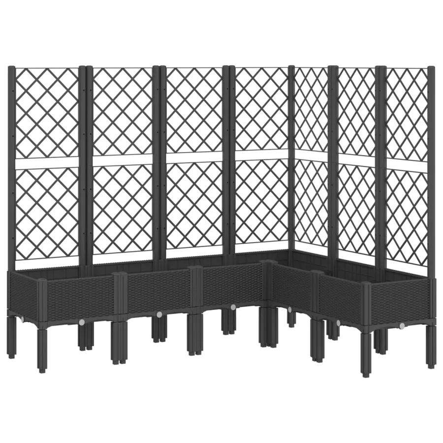 Jardinière avec treillis noir 160x120x142 cm PP - 2