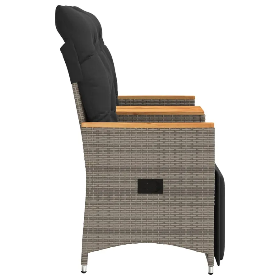 Canapé de jardin inclinable 2 places avec table gris poly rotin - 7