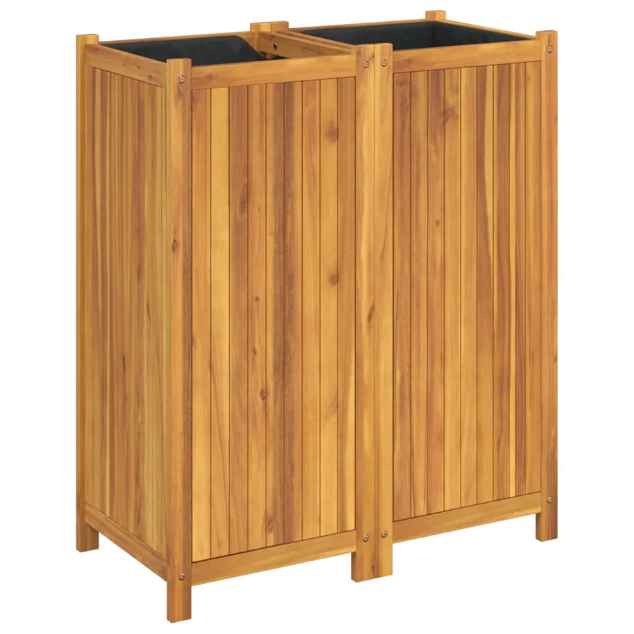 Jardinière avec doublure 84x42x100 cm bois massif d'acacia - 2