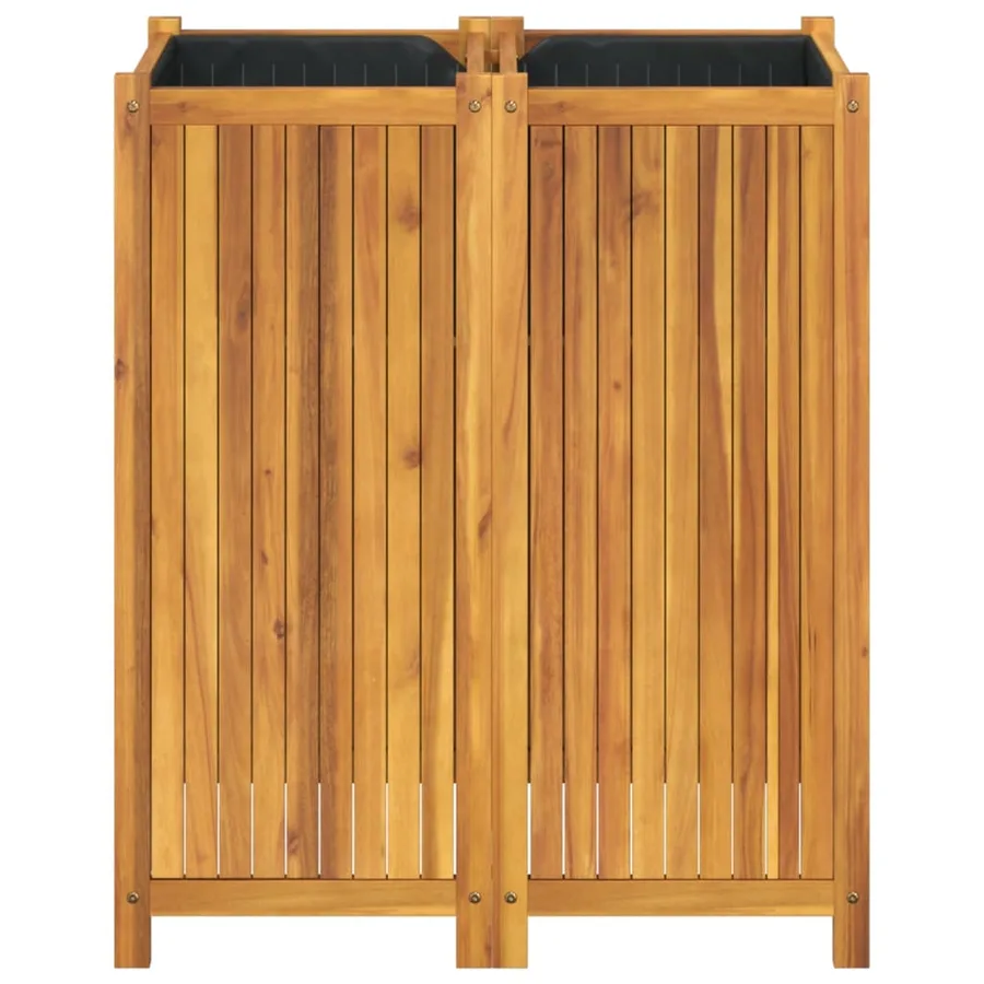 Jardinière avec doublure 84x42x100 cm bois massif d'acacia - 4