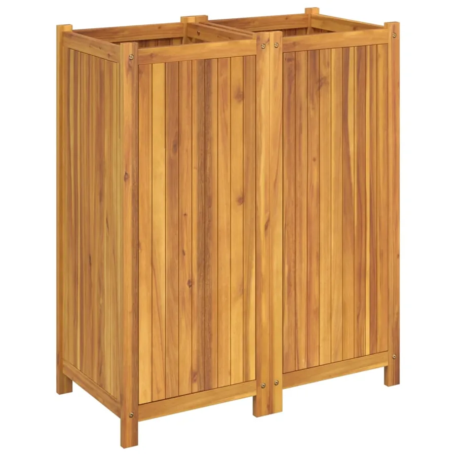 Jardinière avec doublure 84x42x100 cm bois massif d'acacia - 5