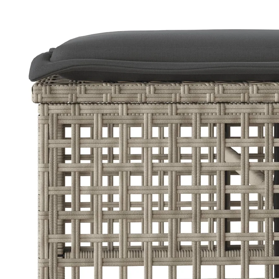 Salon de jardin avec coussins 4 pcs gris clair poly rotin verre - 11