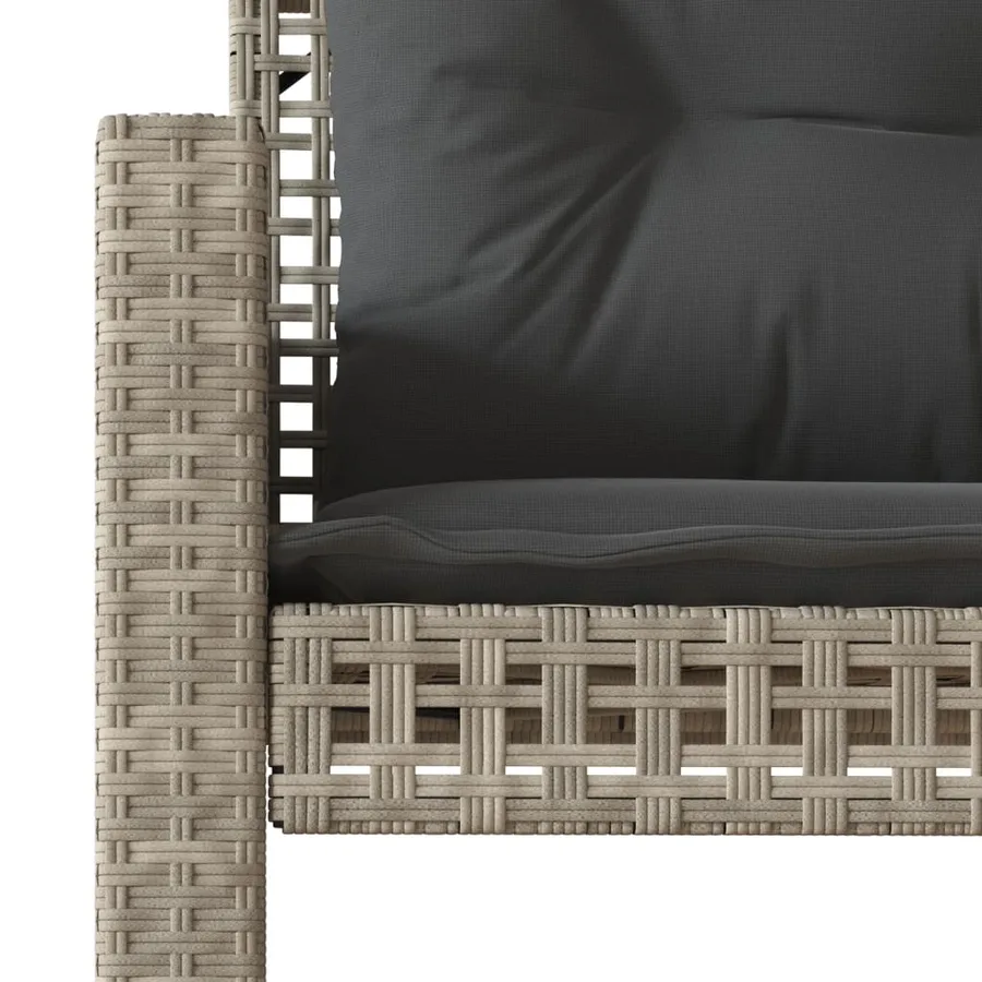 Salon de jardin avec coussins 4 pcs gris clair poly rotin verre - 12