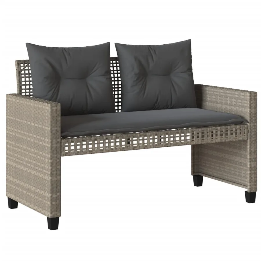 Salon de jardin avec coussins 4 pcs gris clair poly rotin verre - 4