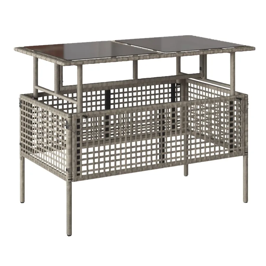Salon de jardin avec coussins 4 pcs gris clair poly rotin verre - 8